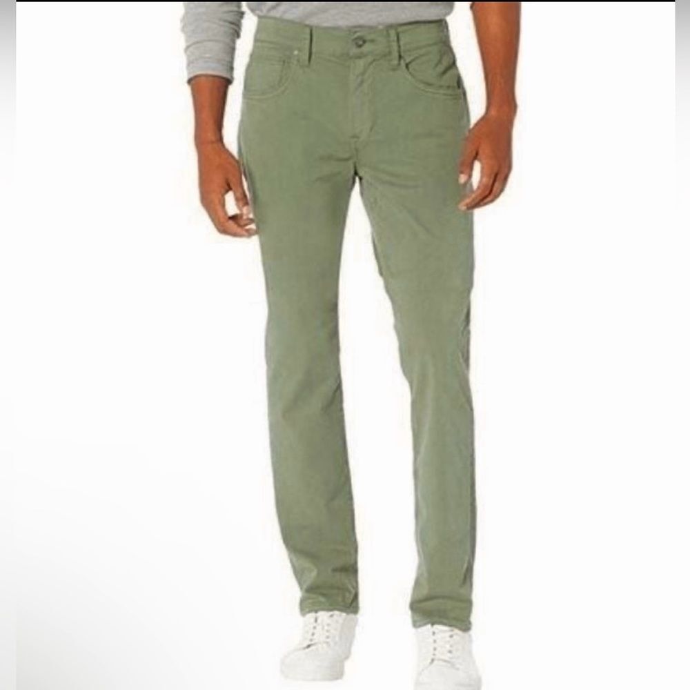 Hudson Jeans Mens Chino Slim Straight Olive Green Twill Flat Front Pants Size 32